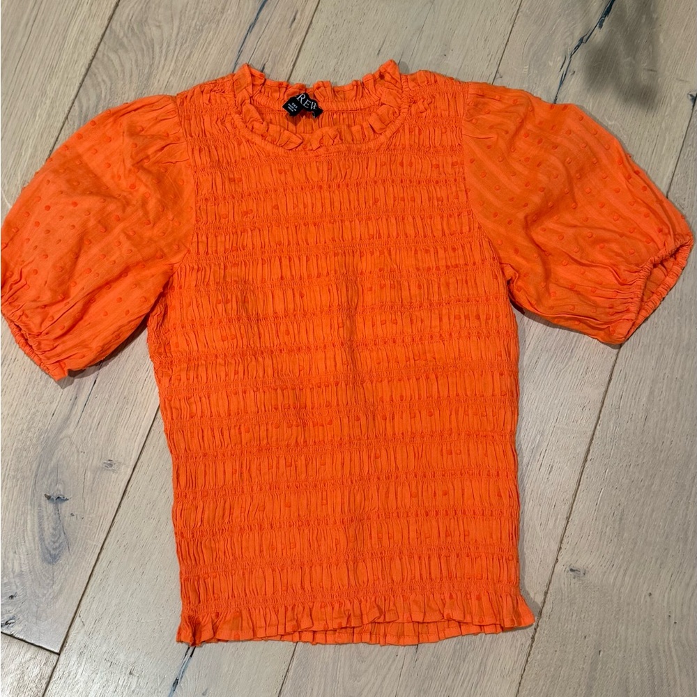 Orange Puff Sleeve Top